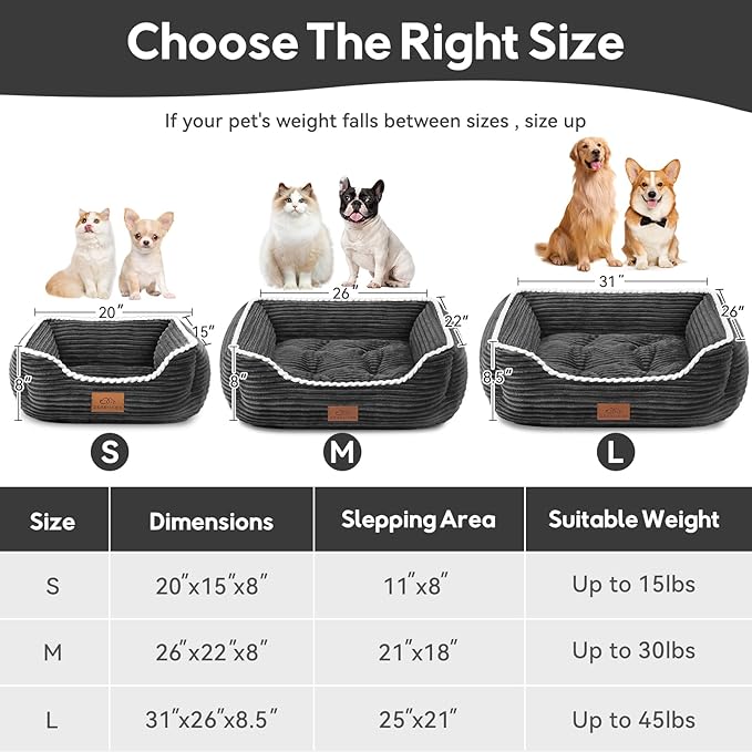Zerbuger Orthopedic Dog Bed for Medium Dogs,Dog Sofa Beds Supportive Foam Pet Couch Bed with Removable Washable Mat and Nonskid Bottom (Medium, Dark Grey)