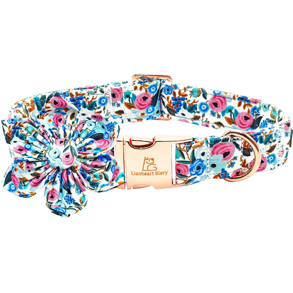 Lionheart Glory Floral Dog Collar - Cute, Soft & Durable Adjustable Collar for Small Dogs