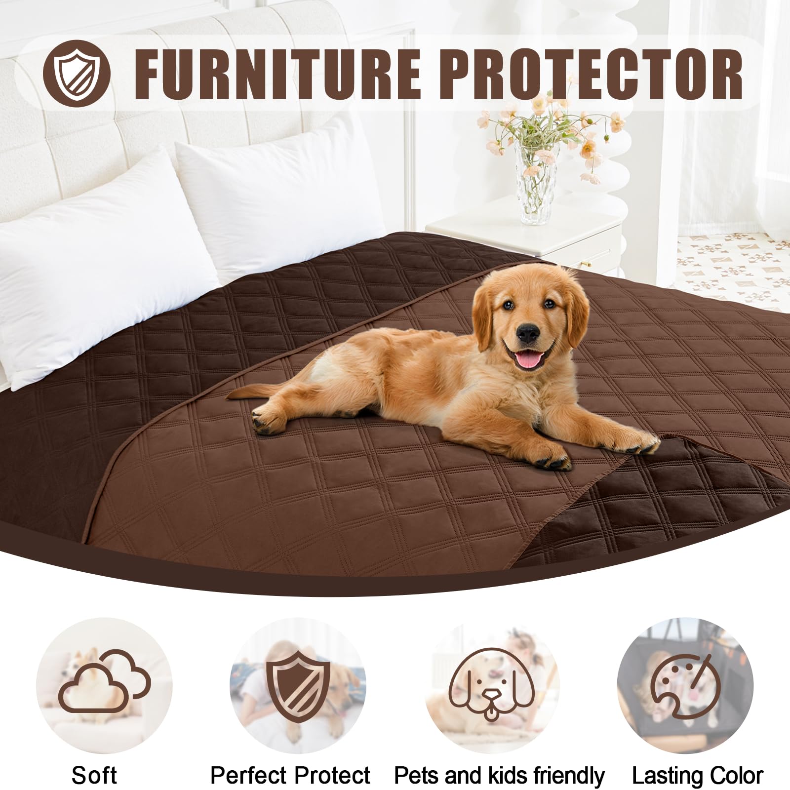 Smiry Waterproof Dog Bed Cover, Reversible Pet Blanket for Sofa Couch