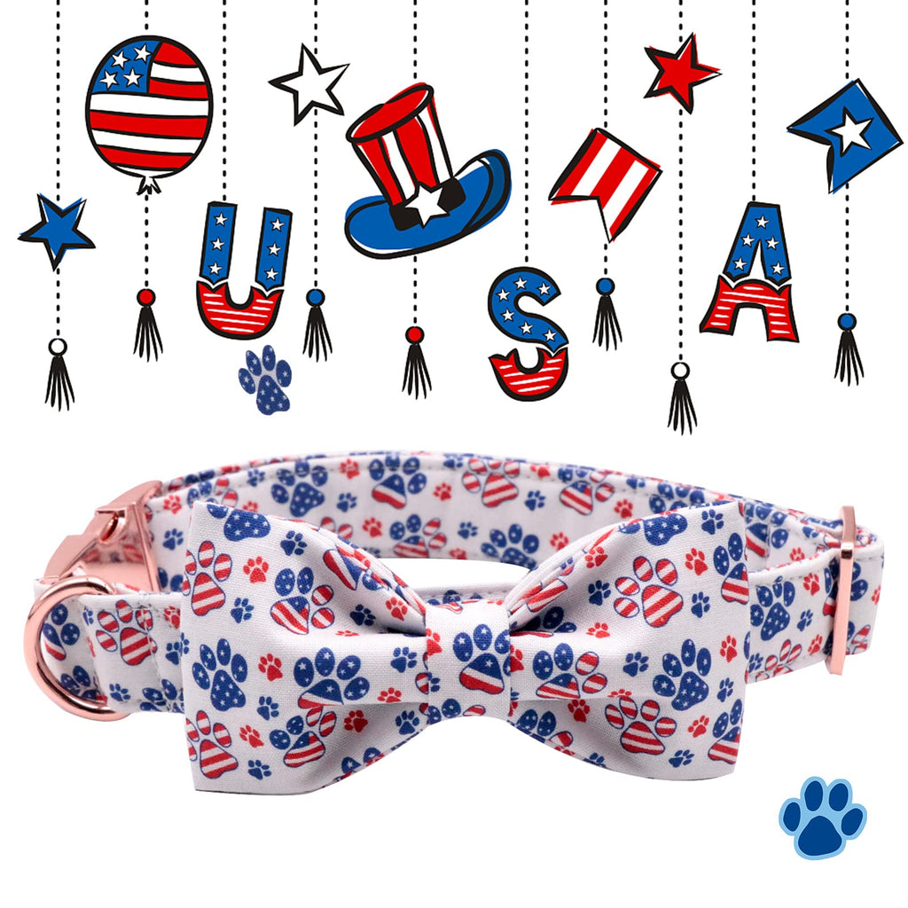 Lionheart Glory American Flag Dog Collar - 4th of July Collar with Adjustable Bow for Large Dogs