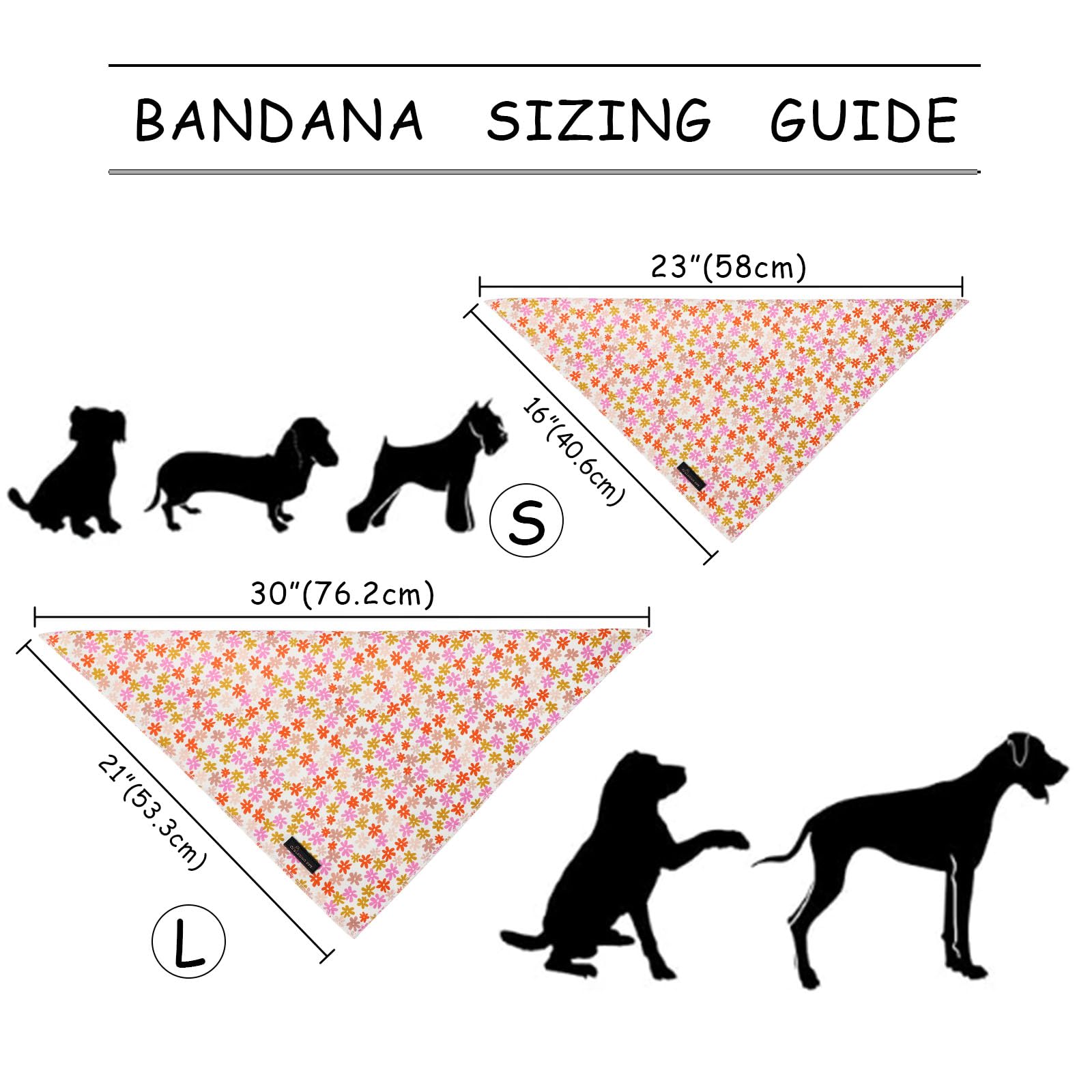 ARING PET Floral Dog Bandana, Spring Summer Daisy Flower Girl Pet Bandana Scarf Triangle Bibs for Puppy Small Medium Large Dogs-S
