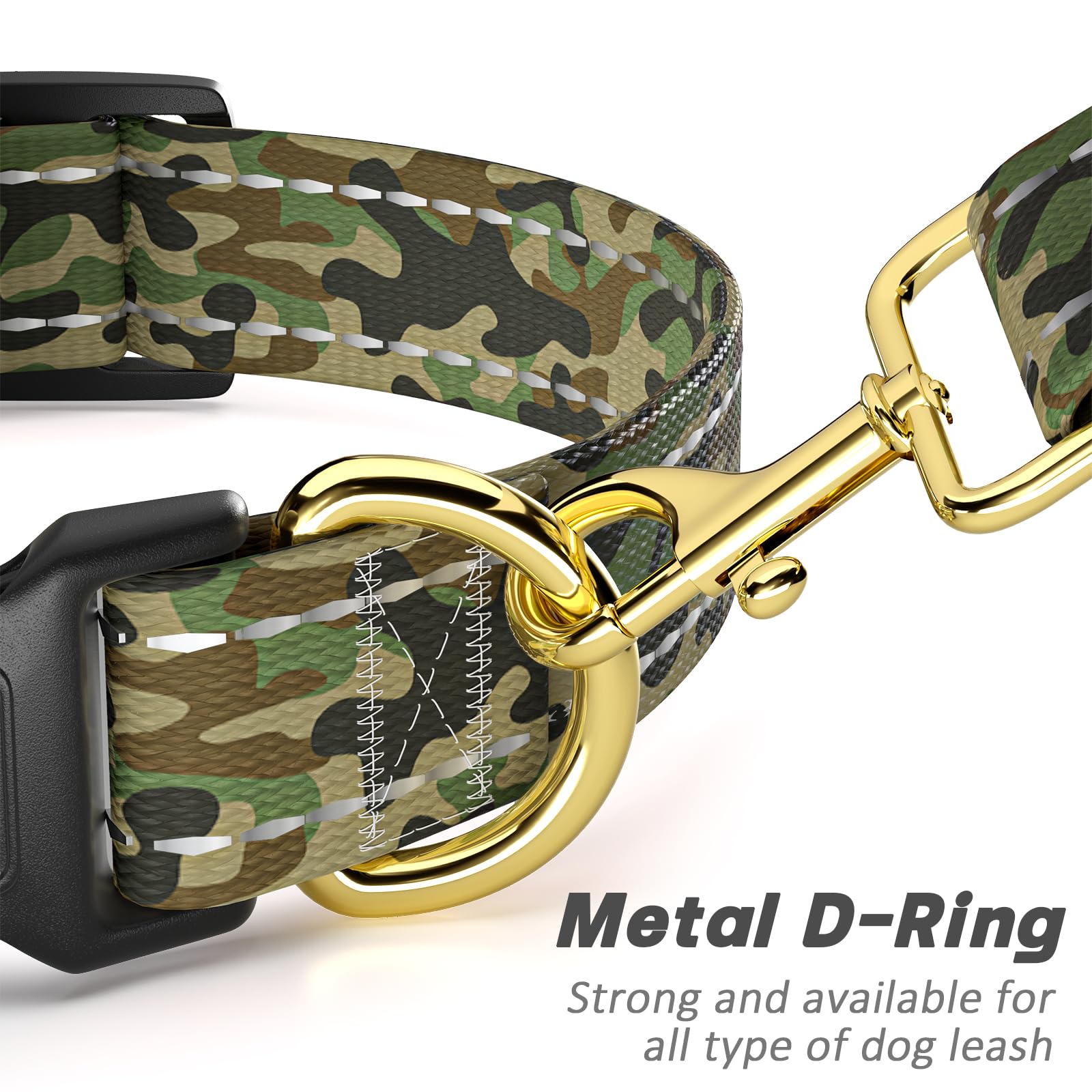 MOODEL Reflective Dog Collar for Small Dogs Cats, Cute Camouflage Adjustable Heavy-Duty Nylon Puppy Collar for Boy and Girl Female, Soft Pet Accessories with Quick Release Buckle, Green
