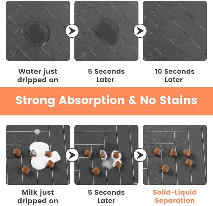 Pet Feeding Mat-Absorbent Pet Placemat for Food and Water Bowl, with Waterproof Rubber Backing, Quick Dry Water Dispenser Mat for Dog and Cat (24"x16", Christmas)