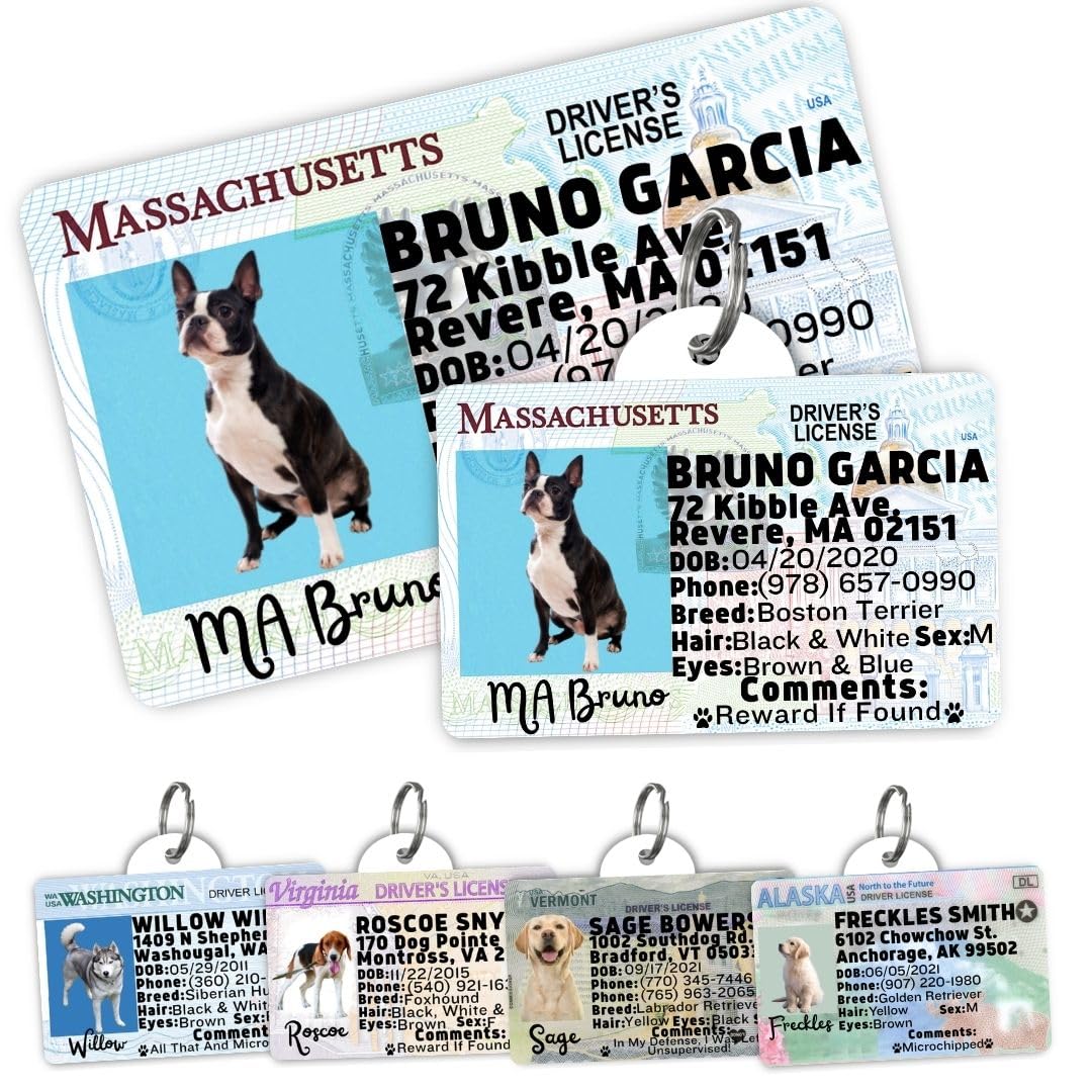 Dog Tags Personalized, Dog ID License Tag for Pets (Arizona, Wallet Card)