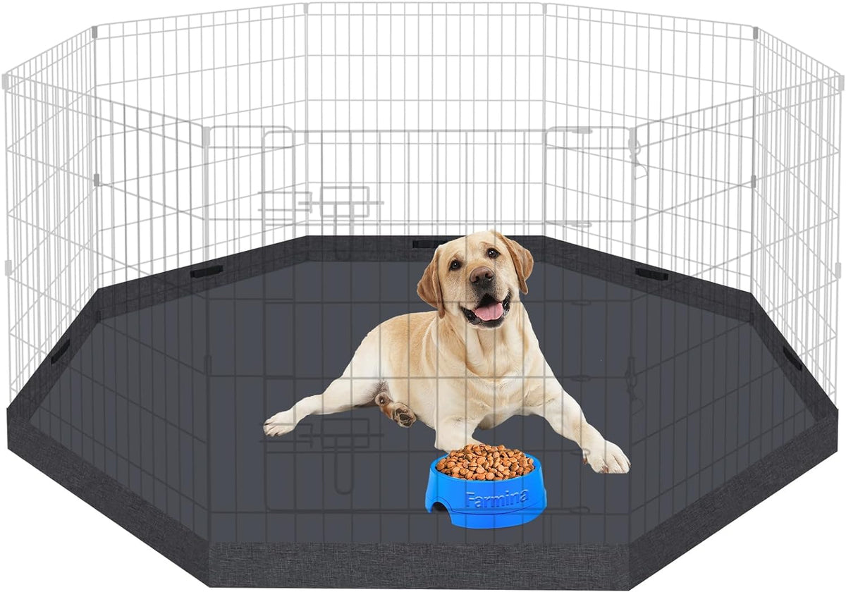 36"H Dog Playpen with Top Cover, 8 Panel 24"W Rustproof Metal Pen with Door