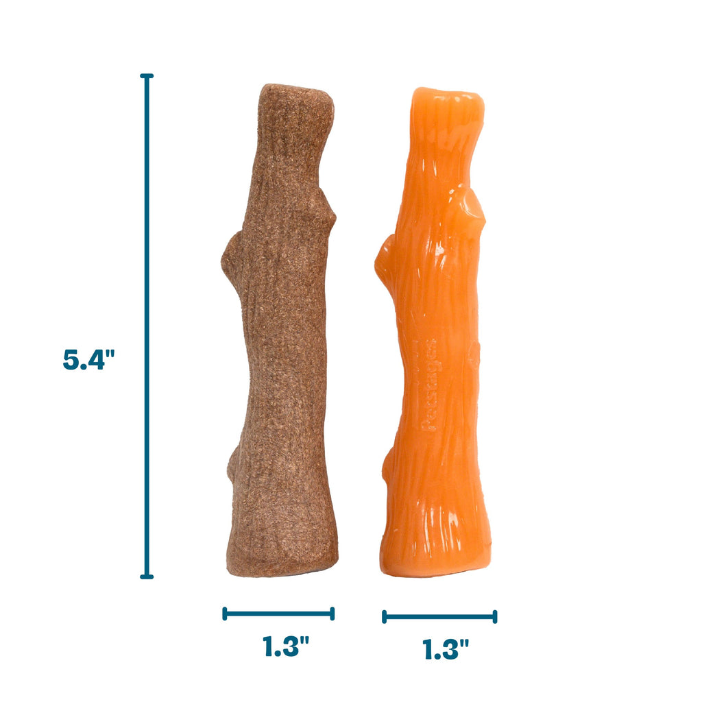 Pupstages Dogwood Puppy Dog Chew Toys, USA Made Materials, 2-Pack, 5.3"