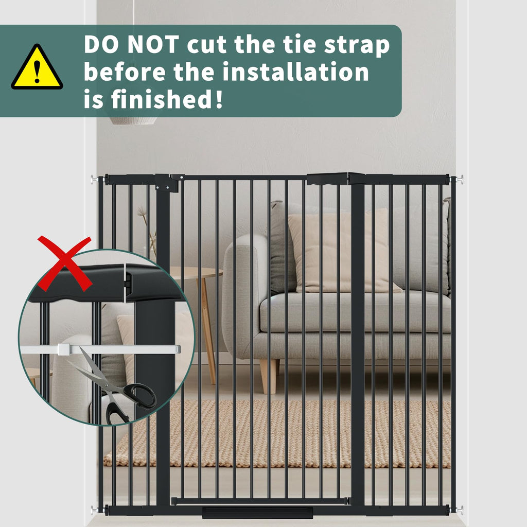 AiWMGL 40.55" Tall, 45.86-53.74 Inch Wide, 1.37" Ultra Narrow Spacing Dog Pet Baby Gate Indoor for Doorway Hallway, Pressure Mounted 46 47 48 49 50 51 52 53 Inches Wide Black
