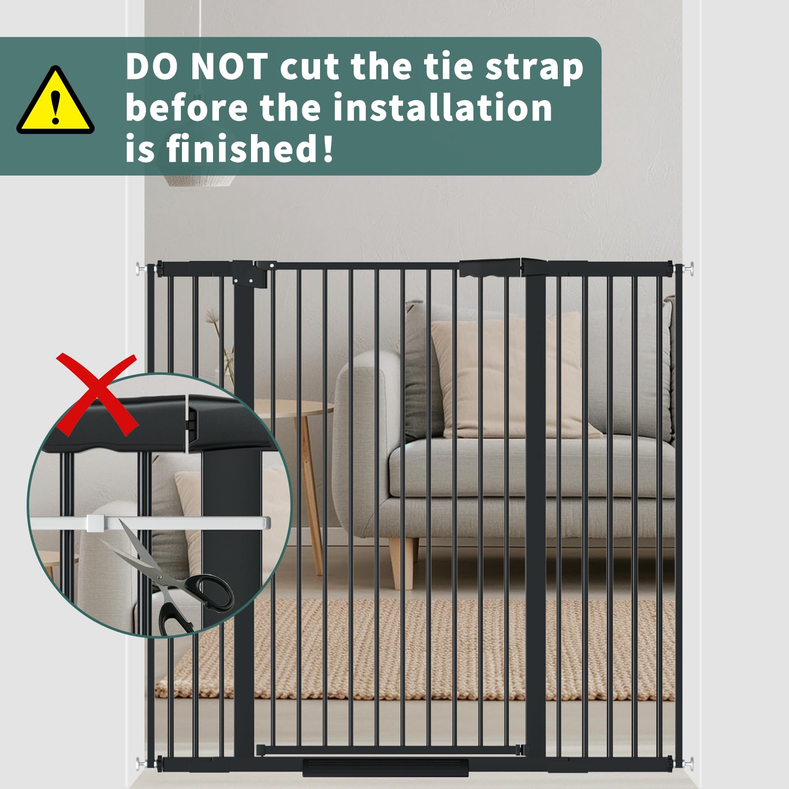 AiWMGL 40.55" Tall, 45.86-53.74 Inch Wide, 1.37" Ultra Narrow Spacing Dog Pet Baby Gate Indoor for Doorway Hallway, Pressure Mounted 46 47 48 49 50 51 52 53 Inches Wide Black