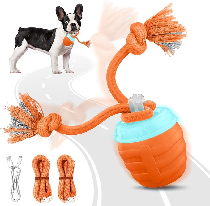 HVUATQ Interactive Dog Toys - Motion Activated Balls for Medium/Large Dogs, Automatic Moving Dogs Toy for Boredom, Interactive Dog Ball to Keep Them Busy(Light Orange)