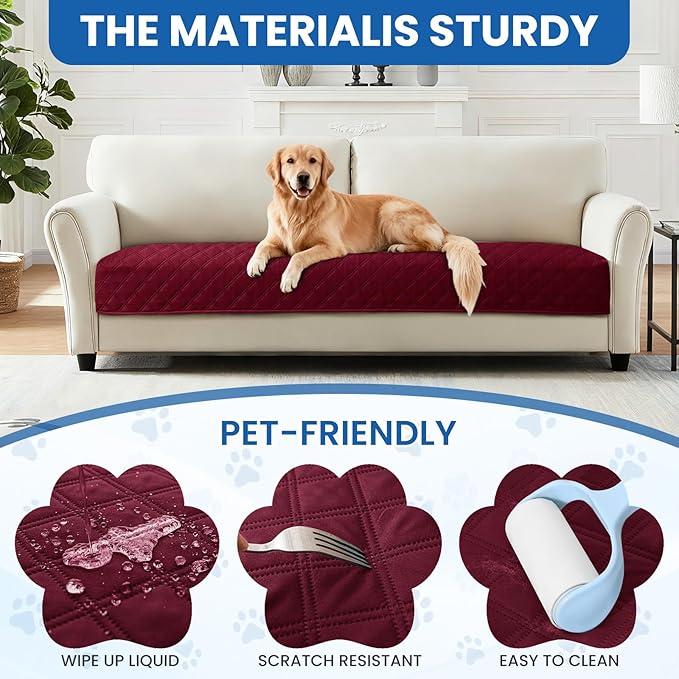 Waterproof Dog Blanket, Non-Slip Soft Pet Bed Cover, Couch Cover for Dogs Washable, Protects Sofa, Furniture, Crate, Car, Tear Resistant Leakproof Pet Blanket Christmas (30x70 Inch, Burgundy)
