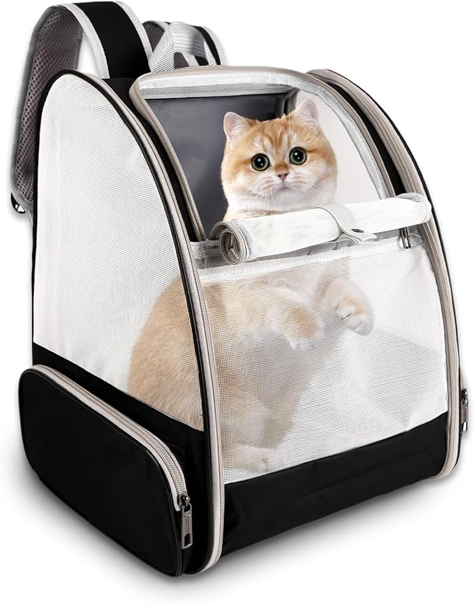 Cat Backpack Carrier,Pet Carrier Airline Approved for Small Dog Cat Puppy Kitten Bunny,Ventilated Mesh Design Animal Backpack for Hiking Camping Travel Bag (Blue)