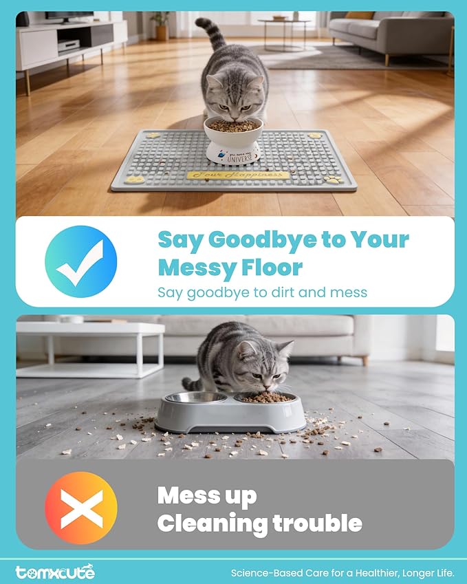 Tomxcute Cat Water Fountain Mat,Waterproof Non-Slip Pet Placemat,20 * 14"