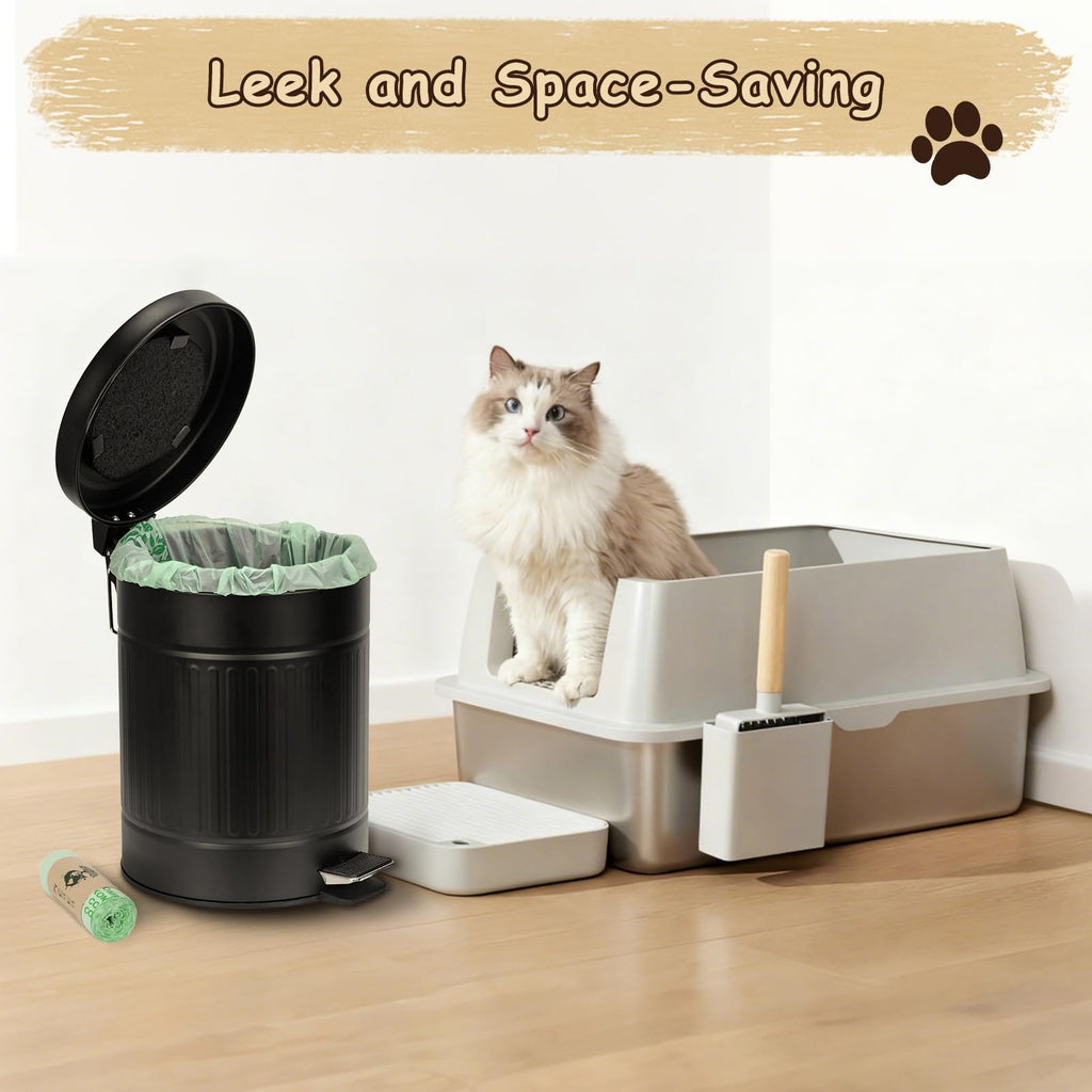 Bulubuluer 5L Dog Poop Trash Can with Lid, Stainless Steel Pet Waste Bin