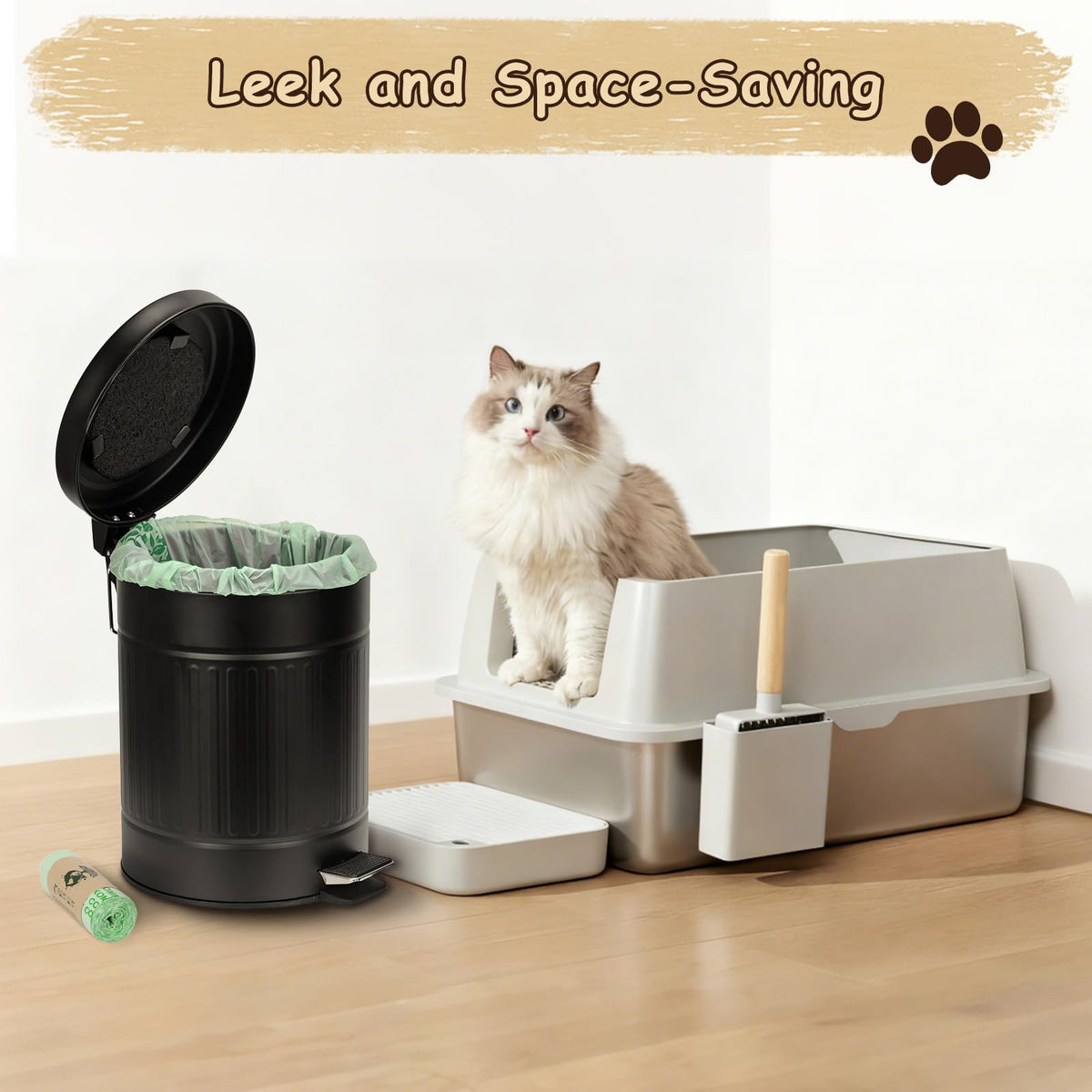 Bulubuluer 5L Dog Poop Trash Can with Lid, Stainless Steel Pet Waste Bin