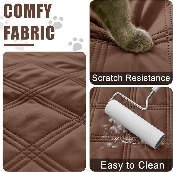 Smiry Waterproof Dog Bed Cover Blanket 40x70, Soft Reversible Pet Blanket, Washable Leakproof Cats Dogs Couch Cover for Sofa, Couch, Furniture, Brown/Beige