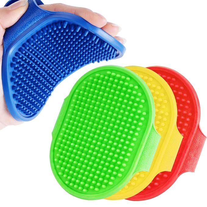 Brillirare 4 Pack Dog Grooming Brush, Premium Soft Silicone Pet Bath Brushes with Adjustable Handle, Shampoo Soothing Comb for Wet Dry Long Short Haired Dogs & Cats Massaging, Deshedding