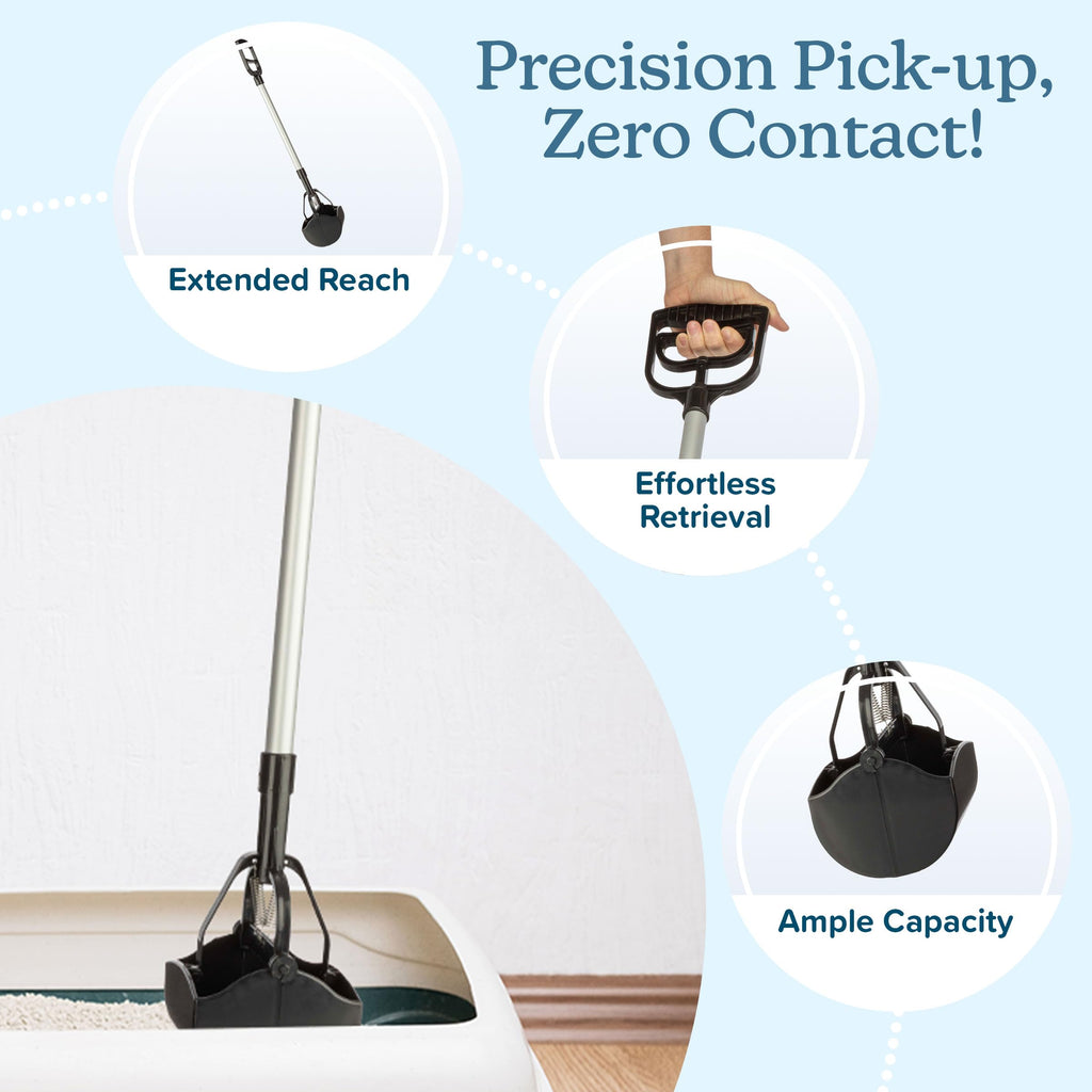 PETMAKER One‑Handed Pet Pooper Scooper for Dogs and Cats, Black, 28”