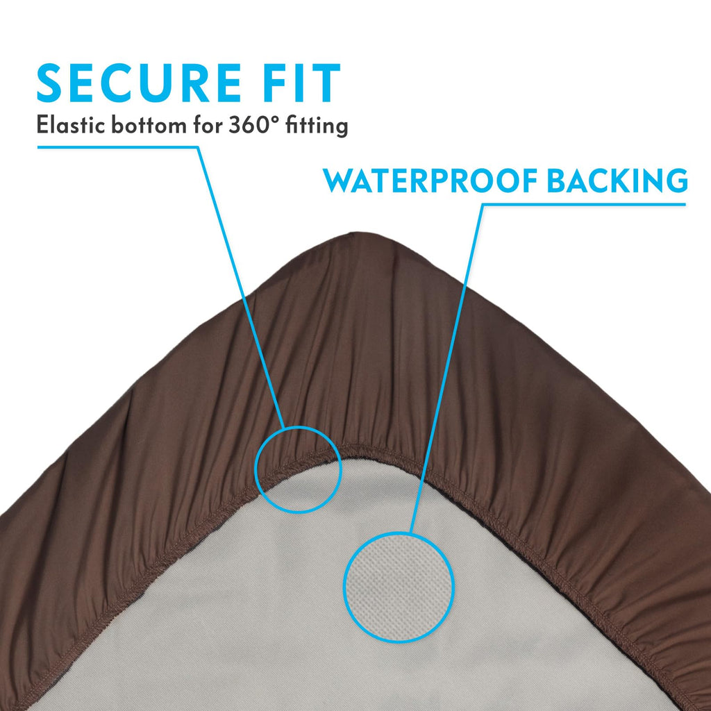 Paw Inspired Waterproof Fitted Dog Bed Cover, Dark Brown, 44x35x6 Inch