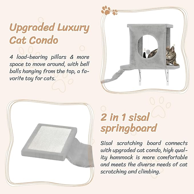 7-in-1 Cat Wall Shelves, Wall Mounted Climber Set