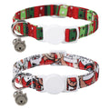 Lionet Paws 2pcs Pack Cotton Cat Collar,Breakaway Buckle Christmas Cat Colar with Santa,Red Green Dot Cute Adjustable Cat Kitten Collar,Ideal for Boy Cats