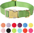Nylon Dog Collar - Adjustable Green Soft Webbing Dog Collars for Small Medium Large Dogs Boy Girl Puppy Collar with Safety Metal Buckle M