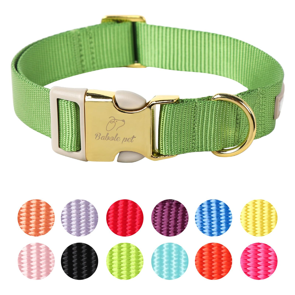 Babole Pet Nylon Dog Collar - Adjustable Black Soft Webbing Dog Collars for Small Medium Large Dogs Boy Girl Puppy Collar with Safety Metal Buckle S