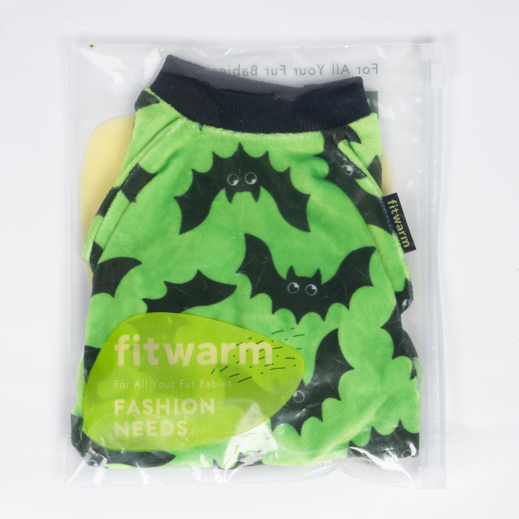Fitwarm Halloween Bat Dog Pajamas, Funny Costumes for Small Dogs Boy Girl, Pet Outfit, Lime Green, Black, XXL