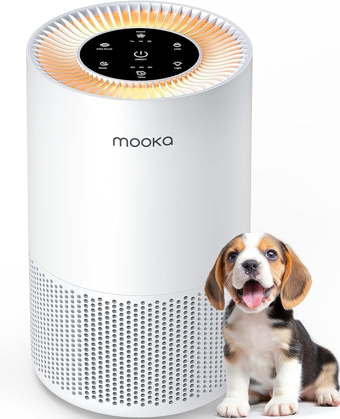Air Purifiers for Home Large Rooms up to 1200ft², MOOKA H13 True HEPA Air Purifier for Bedroom Pets with Aromatherapy, Child Lock, 13dB Ultra-Quiet Air Cleaner for Smoke, Odor, Dander, Pollen