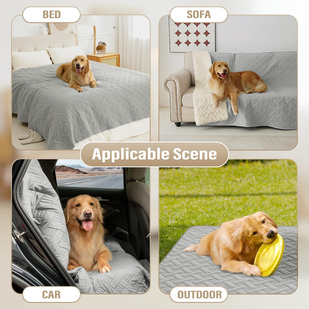 BOCTOPUG Dog Bed Cover for Pets Blankets Rug Pads for Couch Protection Waterproof Bed Covers Dog Blanket Furniture Protector Reusable Changing Pad (Light Grey+Ivory, 82"x82")
