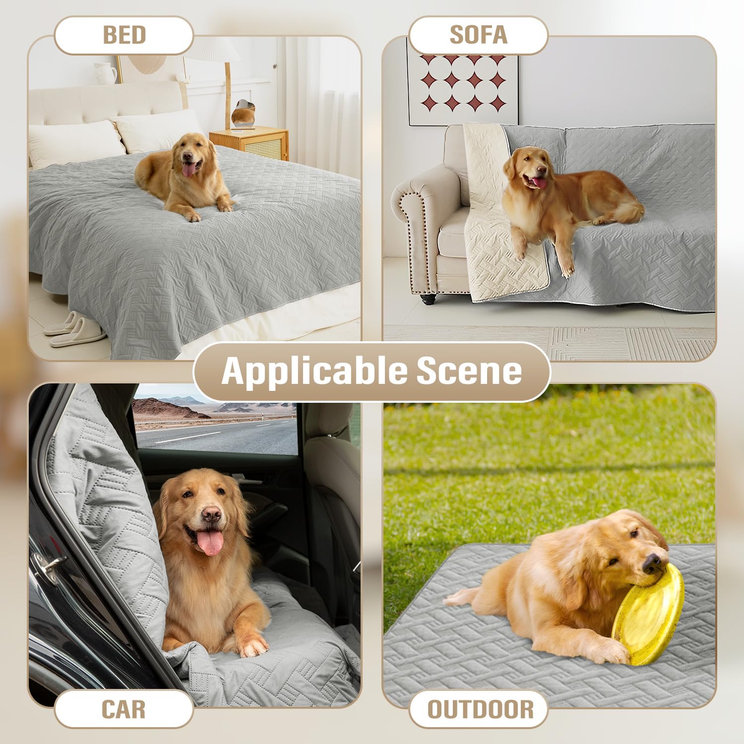 BOCTOPUG Dog Bed Cover for Pets Blankets Rug Pads for Couch Protection Waterproof Bed Covers Dog Blanket Furniture Protector Reusable Changing Pad (Light Grey+Ivory, 82"x82")