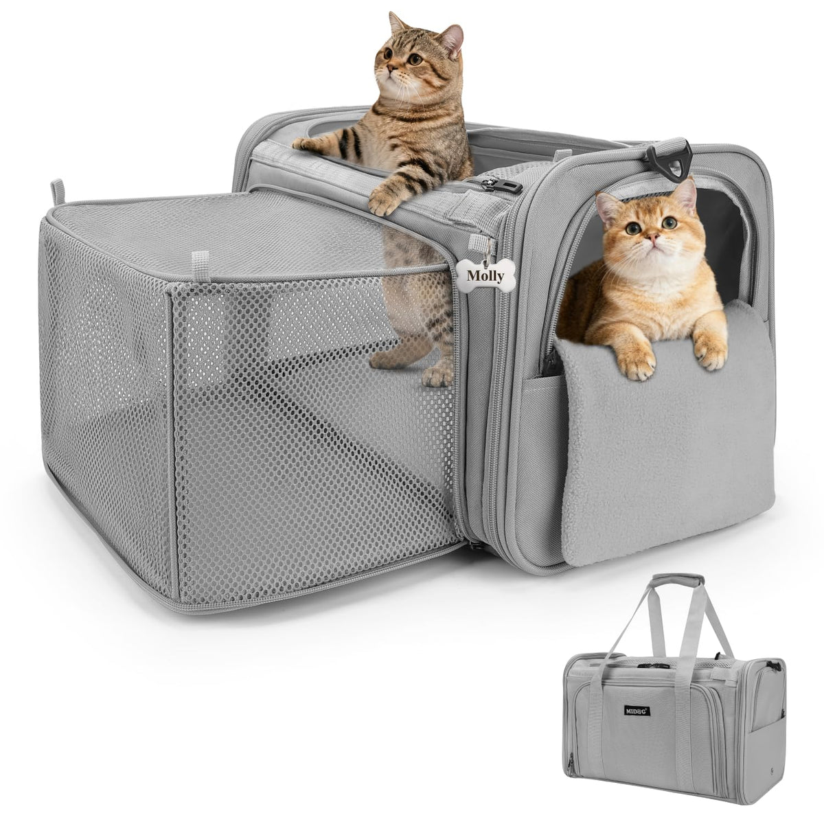 MIDOG Soft Cat Carrier Airline Approved, Expandable for Cats Up to 15lbs