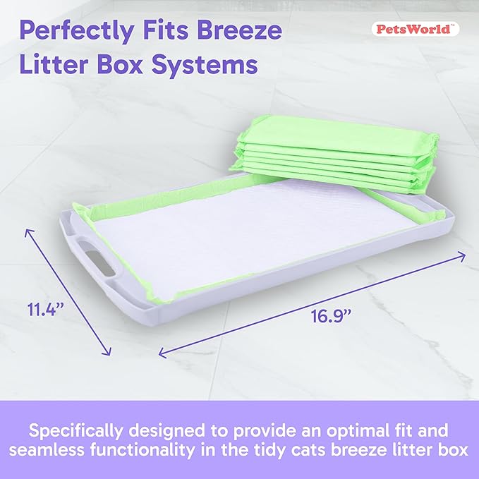 PETSWORLD Multi Cat Pad Refills for Cats Breeze Litter System, Ultra-Absorbent, Quick Dry - (200 Count, Unscented)