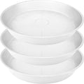 3 Pack of 22 inch Plant Saucer, 3.6" Depth Tray, Large Deep Garden Plastic Flower Planter Plant Trays for Indoors Outdoor Bath Bath (22", Creamy White)