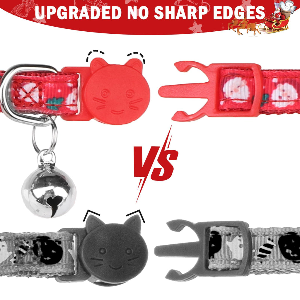 SCENEREAL Christmas Cat Collar Breakaway with Bells and Bow Tie- 3 Pack Cute Holiday Cat Collars- Xmas Kitten Collar Adjustable Safety Buckle for Girl Boy Cats Dogs Pets