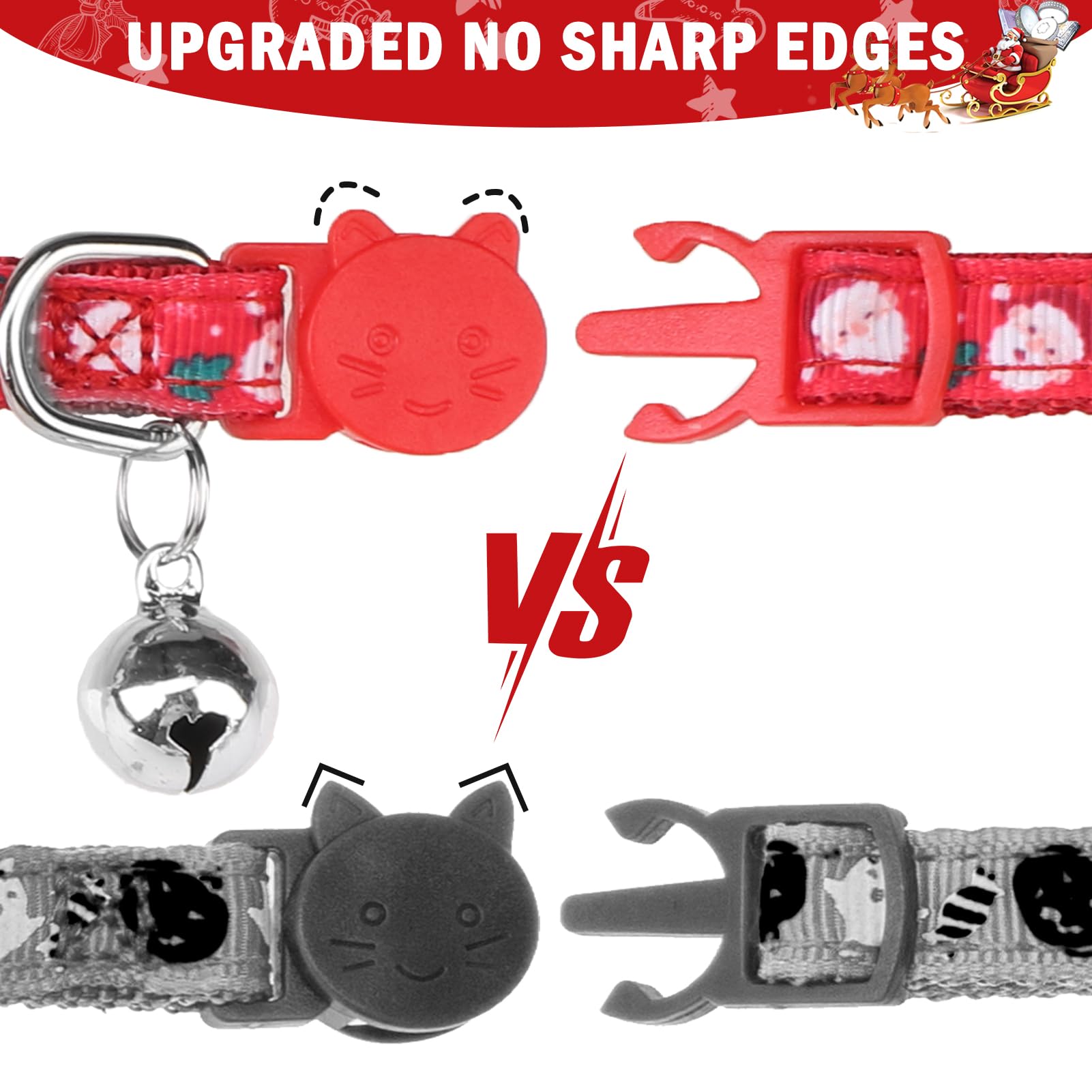 SCENEREAL Christmas Cat Collar Breakaway with Bells and Bow Tie- 3 Pack Cute Holiday Cat Collars- Xmas Kitten Collar Adjustable Safety Buckle for Girl Boy Cats Dogs Pets