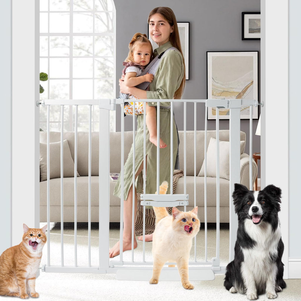 SHYUJAJIE 37 Inch Tall Baby Gate with Small Cat Door