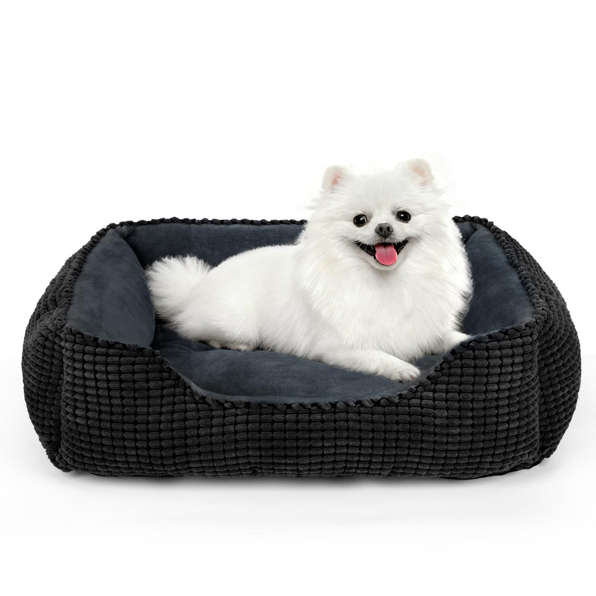 MIXJOY Dog Bed for Large Medium Small Dogs, Rectangle Washable Sleeping Puppy Bed, Soft Calming Cat Beds for Indoor Cats, Orthopedic Pet Sofa Bed, Anti-Slip Bottom with Multiple Size (25'', Grey)