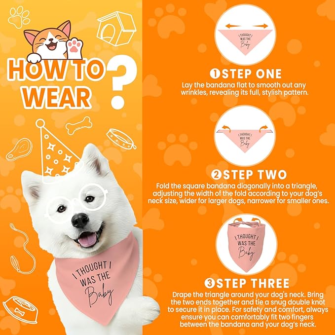 2 Pack Dog Bandanas for Pregnancy Announcement, Cute Adjustable Pet Bandana Scarf for Small Medium Large Dogs, Gender Reveal Puppy Accessories, Soft Breathable Fabric for Puppy Cats(Blue&Pink)