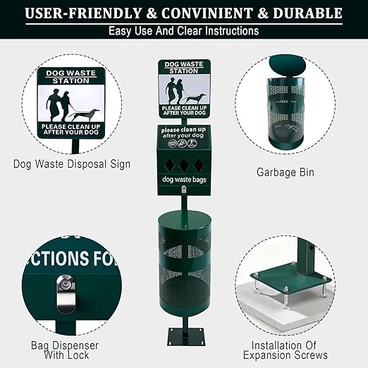 Jwevvie Dog Waste Station, Commercial Dog Poop Station