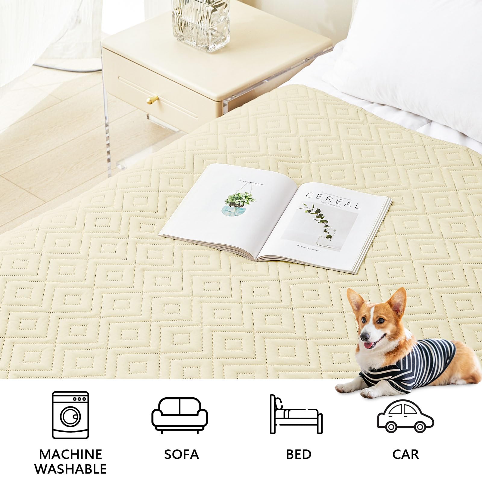 hyha Waterproof Reversible Dog Blanket, Pet Blanket for Sofa Couch