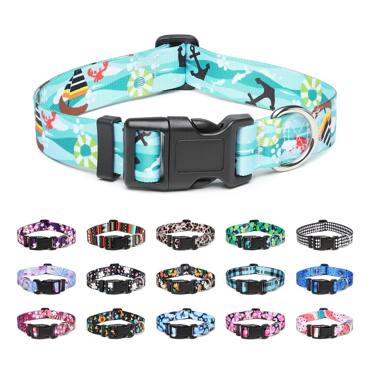 Mercano Adjustable Dog Collar - Special Design Patterns, Soft Nylon Comfortable Durable Pet Collar for Small Medium Large Dogs (S, Rhomb)