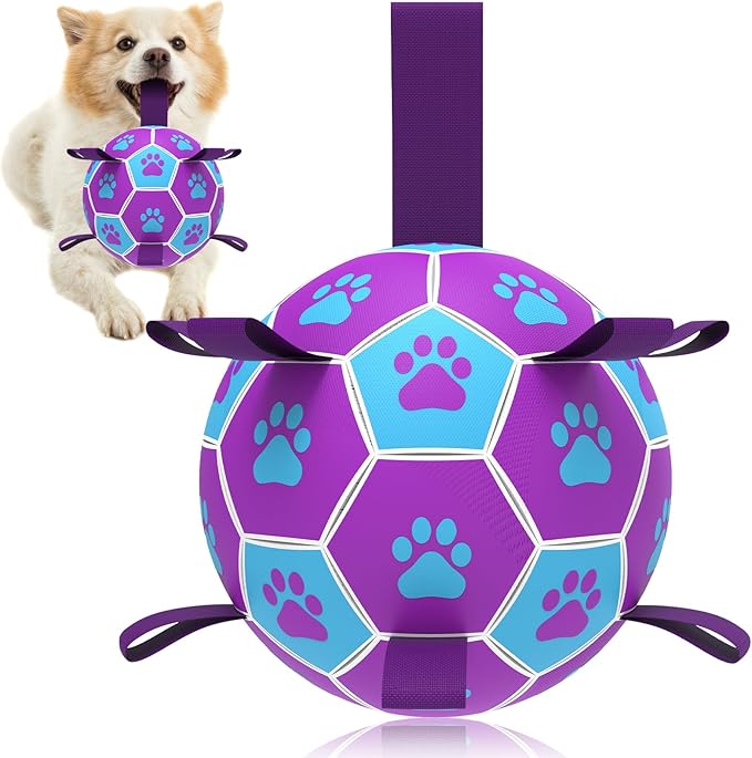 QDAN Small Dog Toys, Outdoor Indoor Toys to Keep Them Busy, Dog Soccer Ball
