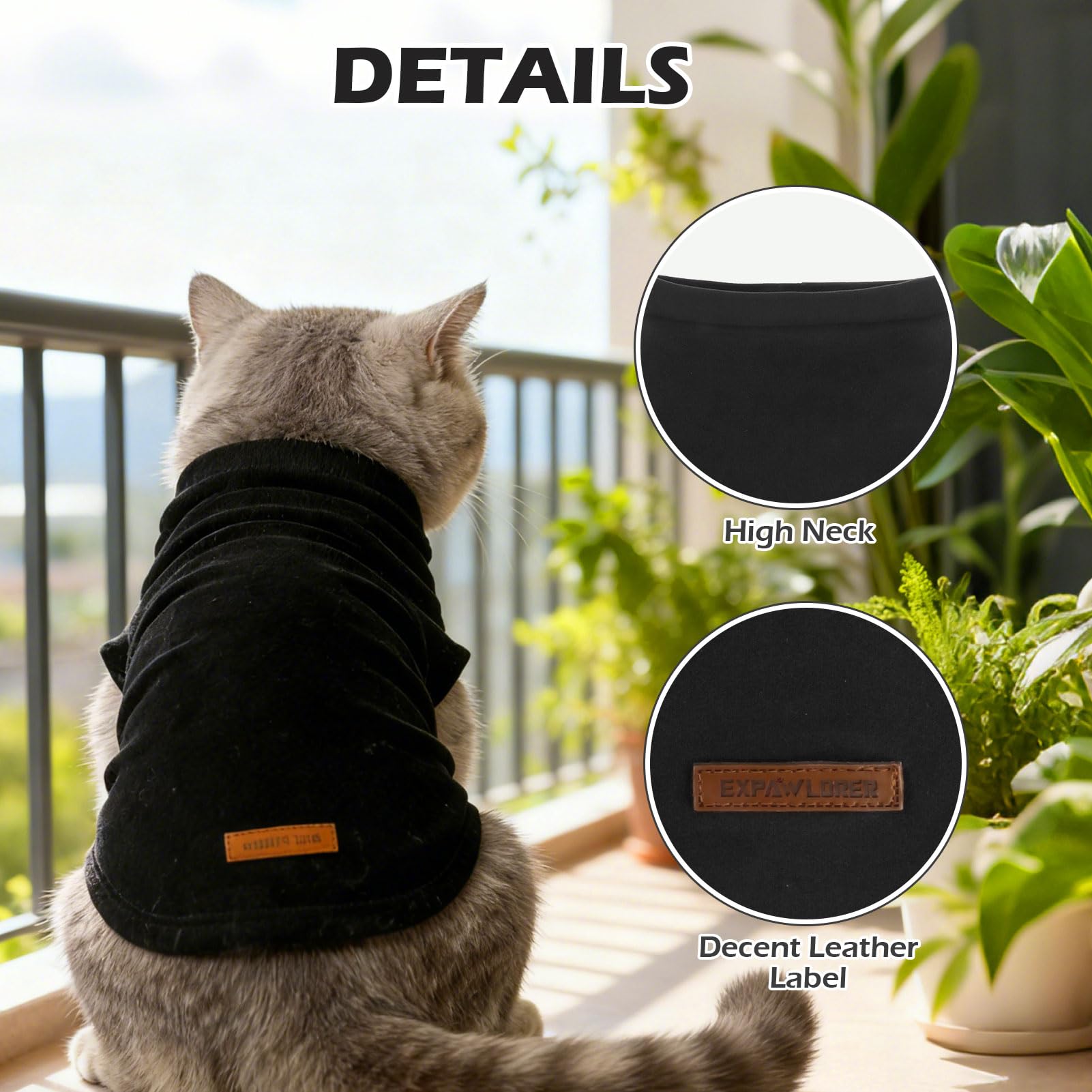 EXPAWLORER Cat Sweater Warm Fleece Pet Clothes for Cats Only