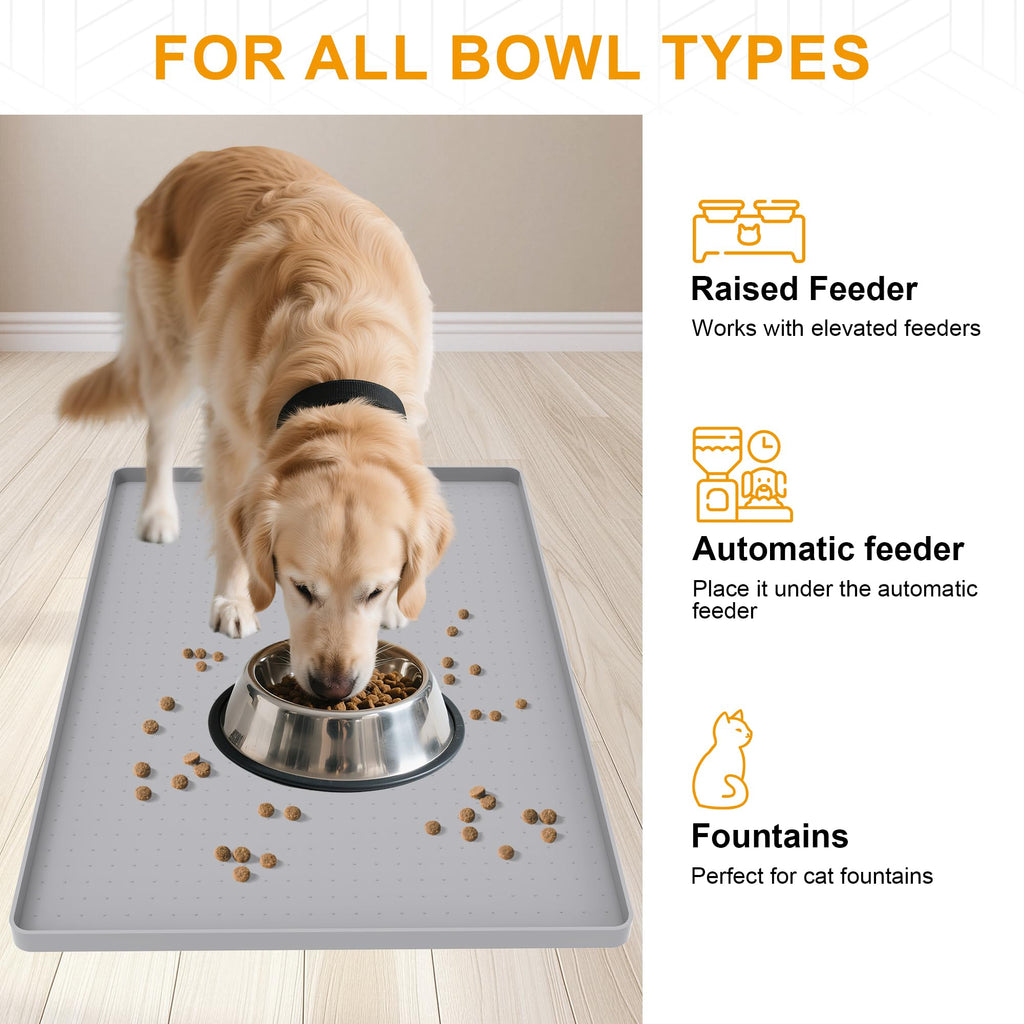 Mofason Silicone pet Food mats for Floor Waterproof Water Tray for pet Bowl