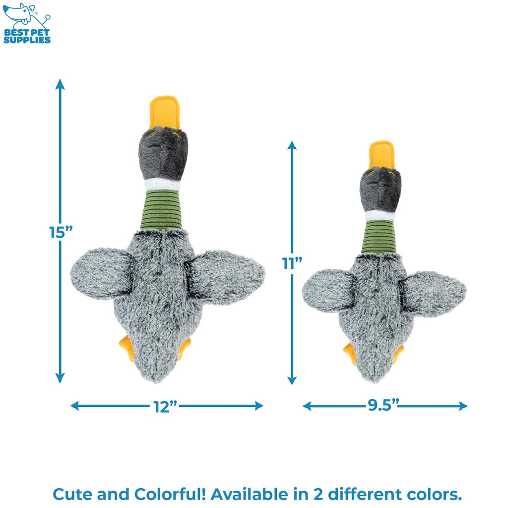 Best Pet Supplies Interactive Squeaky Dog Chew Toy, Ideal Dog Toys for Chewers, Small, Medium & Large Dogs, and Fetch Lovers - Mallard Duck Wing (Gray), Small