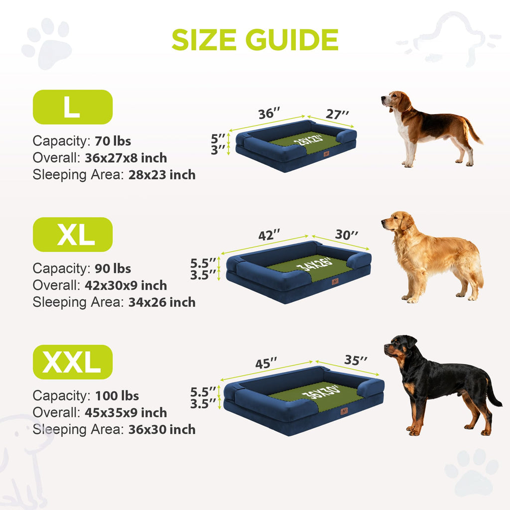 Song Puppy Waterproof Orthopedic Dog Bed for Medium Large Sized Dogs