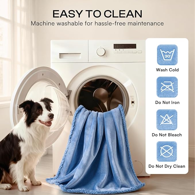Luciphia Waterproof Pet Blanket, Liquid Pee Proof Dog Blanket for Sofa Bed Couch, Reversible Sherpa Fleece Furniture Protector Cover for Small Medium Large Dogs Cats, Navy Blue X-Large（85" x 57"）