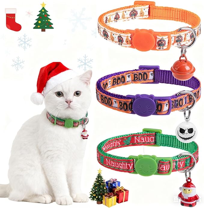 DILLYBUD Cat Collar Breakaway, Soft Kitten Collar with Bell, Moon and Stars