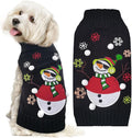Christmas Dog Sweaters Xmas Pet Outfit Clothes Cute Black Snowman Costume Puppy Cat Knitted Jumpers (XL,Black Snowman)