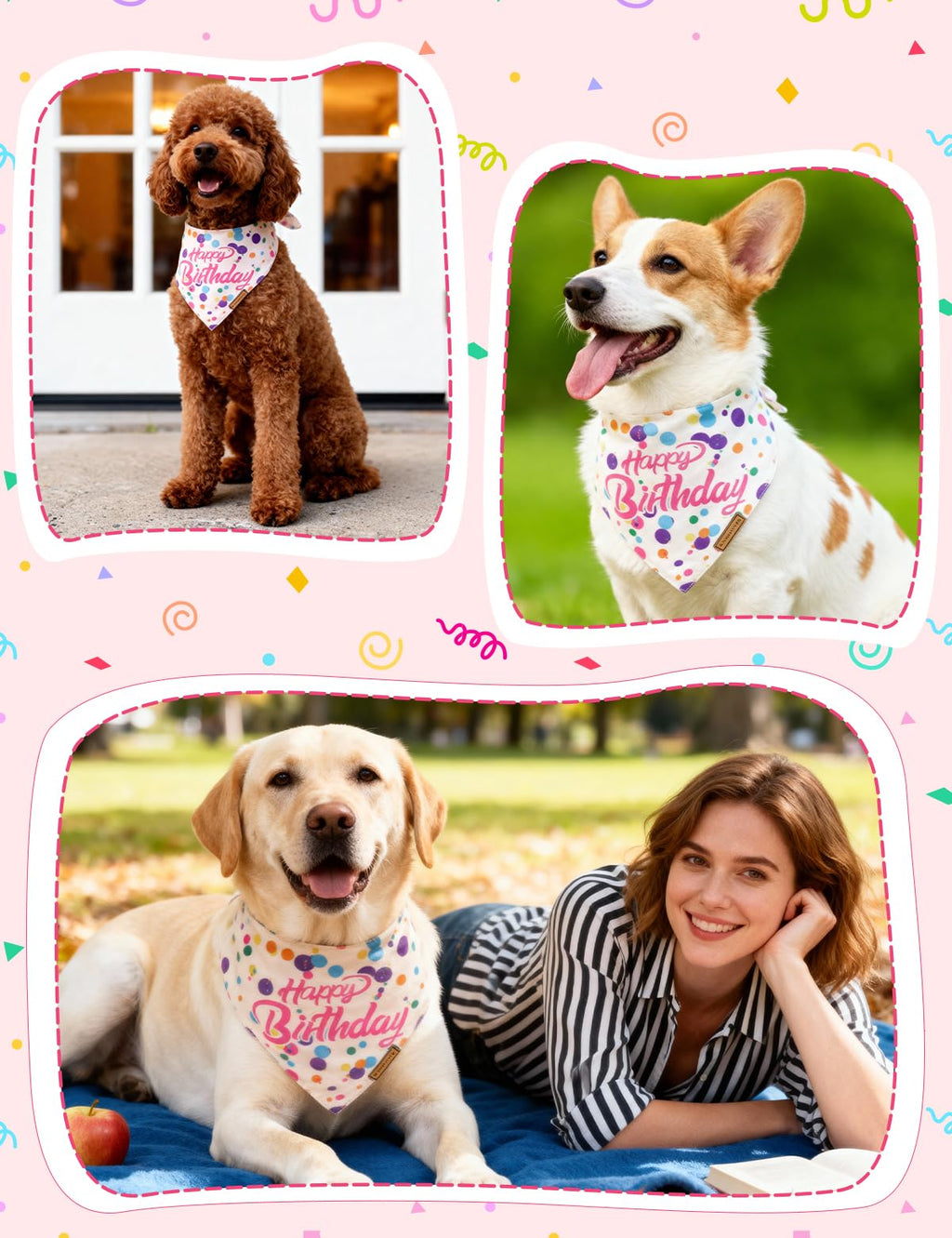 Qxsnuvvlg Dog Birthday Bandana,Dog Birthday Decorations